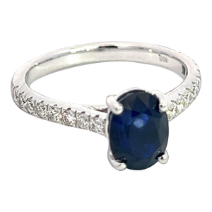 Natural Sapphire Diamond Ring 6.5 14k W Gold 2.35 TCW Certified