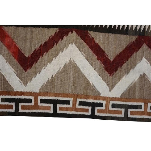 1930s Camel Field Antique Native American Tribal Geometric Flat Weave Kilim Rug For Sale - Image 10 of 10