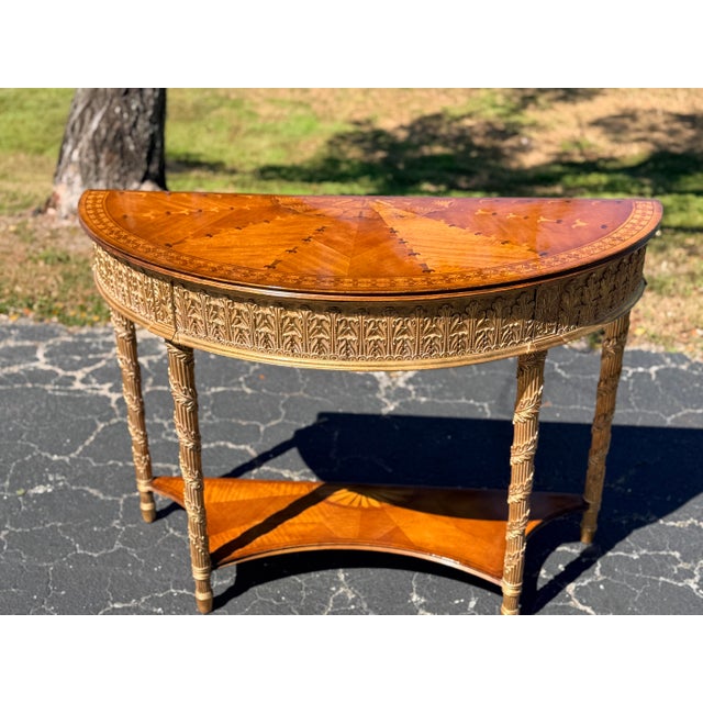 19th Century Small Neoclassical Giltwood Demi-Lune Console Table For Sale - Image 10 of 10