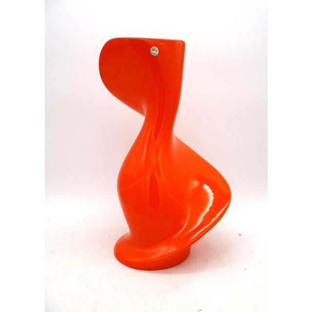 Space Age Orange Swirl SC3 Ceramic Vase, Italy, 1970s, in Flawless conditions. Designed 1970 to 1979 This piece has an...