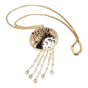 Cartier Panther 18k Yellow Gold Diamond Tsavorite Lacquer Necklace
