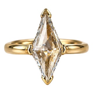 18k Gold Gia Certified 2.02ct Lozenge-Cut Diamond Ring, Size 6.25 For Sale