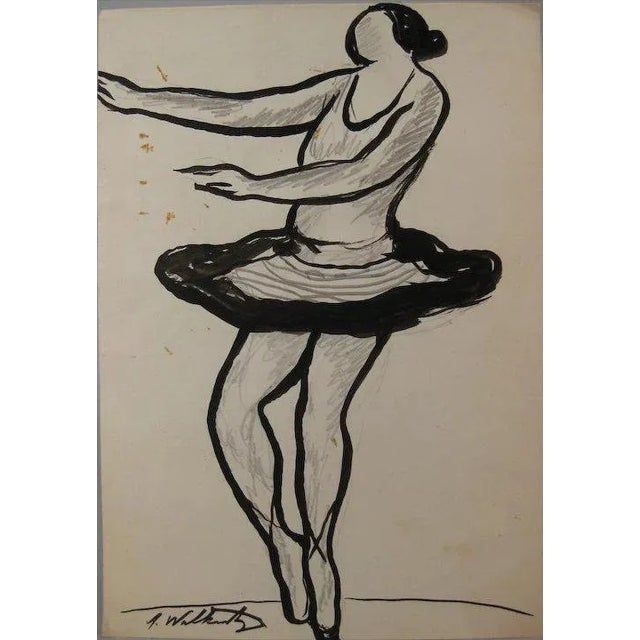 Abraham Walkowitz (1878 -1965) portrait of Isadora Duncan - ink and graphite on paper - c. 1915. Dancing ballerina...