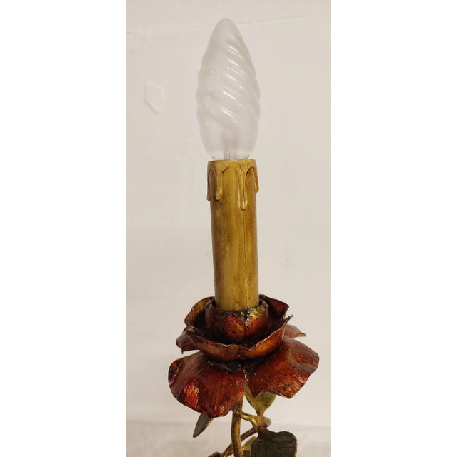 Wrought Iron Rose Bush Shaped Table Lamp. France, 1950s For Sale - Image 4 of 12