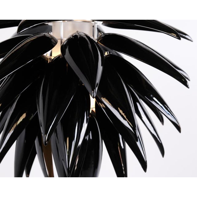 Aloe Blossom Large Anniversary Pendant Light with Black Porcelain Leaves by Jeremy Cole, 2004 For Sale - Image 3 of 15
