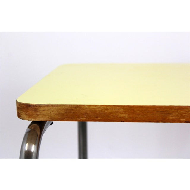 Bauhaus Tubular Steel Side Table, Czechoslovakia, 1940s For Sale - Image 4 of 16