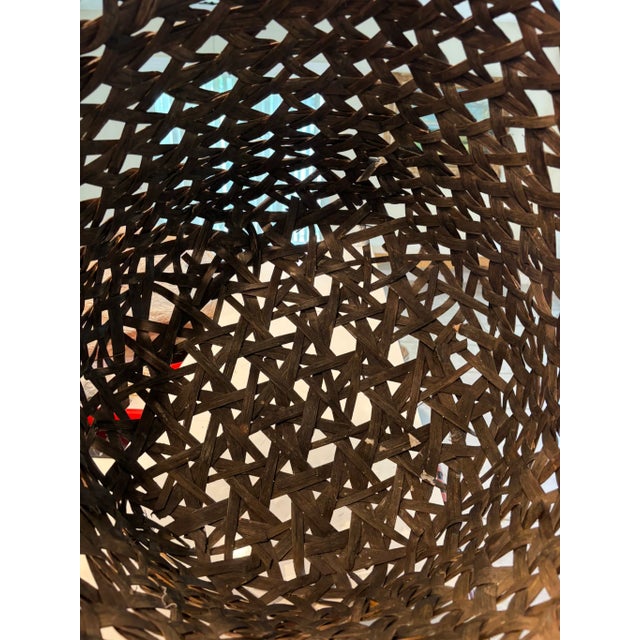 Mid 20th Century Vintage Oversized Tortoise Shell Burnt Bamboo Burl Floor Basket Planter For Sale - Image 5 of 10