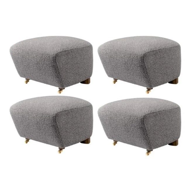Set of 4 grey smoked oak Sahco zero the tired man footstool by Lassen Dimensions: W 55 x D 53 x H 36 cm Materials: Textile...