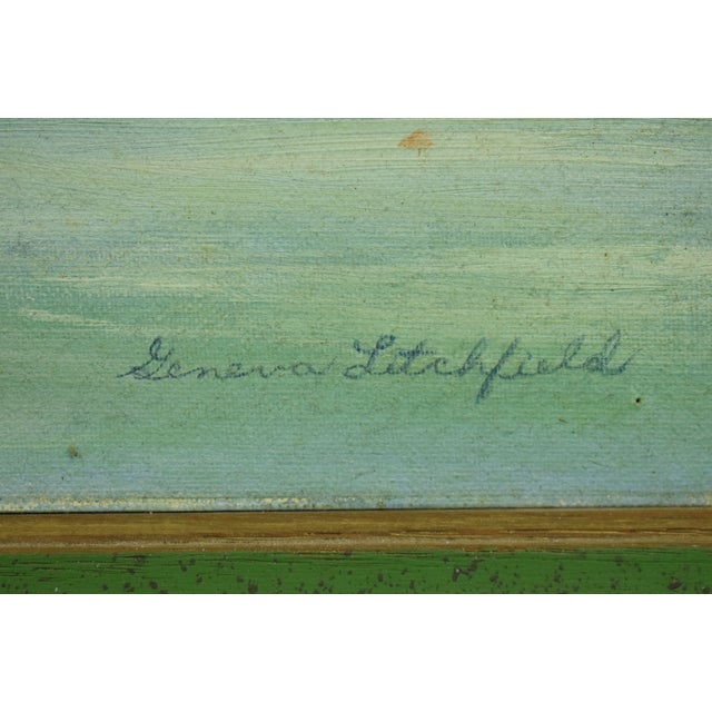 1970s "Fisherman on a Lake" 1978 by Geneva Litchfield For Sale - Image 5 of 6