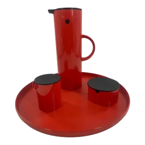 Vintage Modern Danish Coffee, Sugar and Creamer With Tray Set by Erik Magnussen