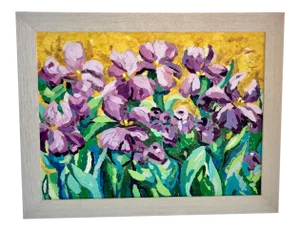 Field of Purple Irises Collage Painting