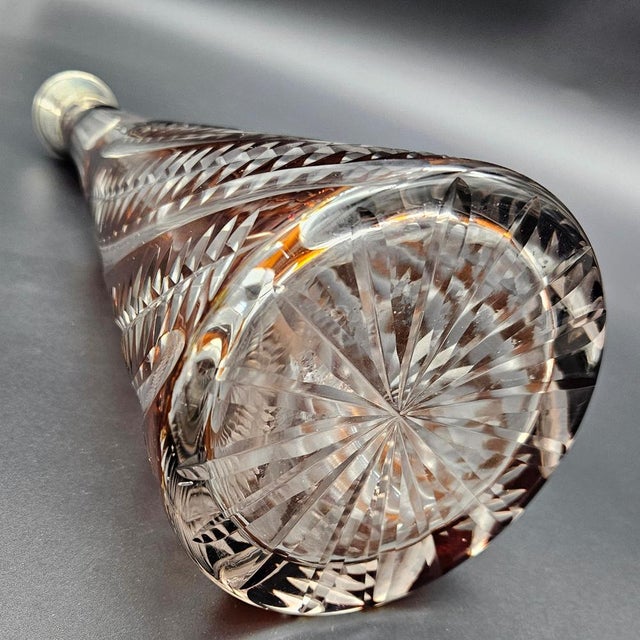Brown Vintage Cut Lead Crystal Liqueur Decanter, 1930s For Sale - Image 8 of 9
