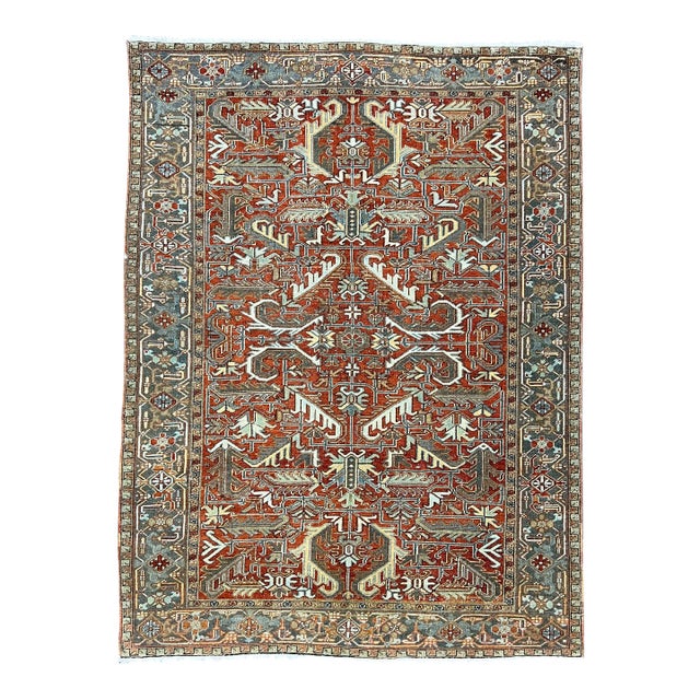 1930s Persian Hand-Knotted Heriz Area Rug For Sale