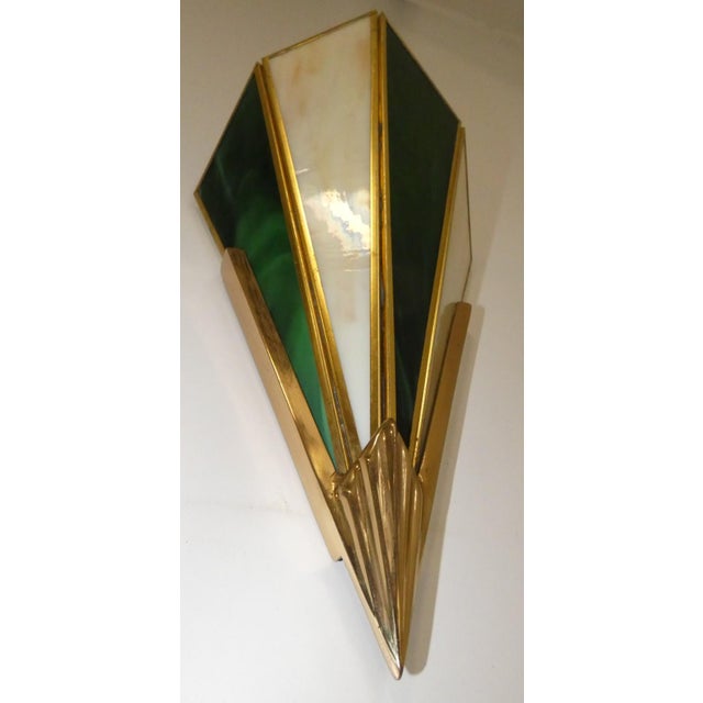 1980s Vintage Brass and Synthetic Glass Wall Lights from Glashütte Limburg, 1980s, Set of 2 For Sale - Image 5 of 9