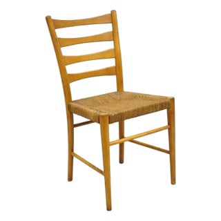 Vintage Gefa Gemla Mid Century Danish Modern Ladderback Rush Seat Side Chair For Sale
