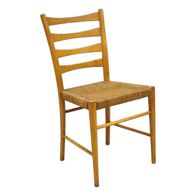 Vintage Gefa Gemla Mid Century Danish Modern Ladderback Rush Seat Side Chair For Sale