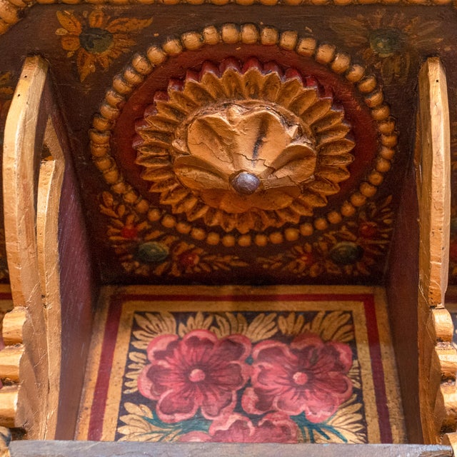 Early 20th Century Hand Carved & Painted Rajasthani Wooden Wall Cabinet For Sale - Image 18 of 18