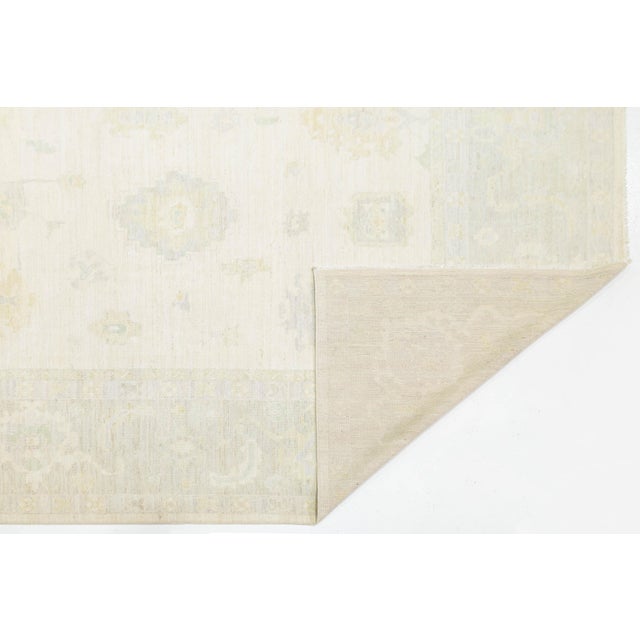 Transitional Modern Oushak Style Hand-Knotted Wool Area Rug – Ivory & Sage Transitional 12x15 For Sale - Image 3 of 11