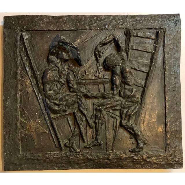 Large Bronze Bas Relief Danse Macabre Expressionist Sculpture Totentantz For Sale