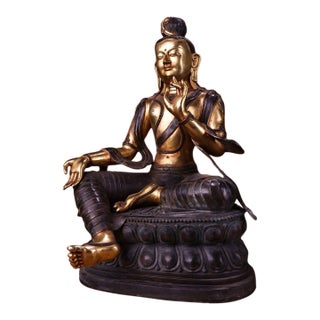 Late 20th Century Large Gilt Bronze Figure of Green Tara Bodhisattva For Sale