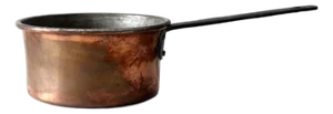 Antique Copper Saucepan With Iron Handle