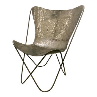 Hammered + Welded Patchwork Steel Butterfly B K F Chair For Sale