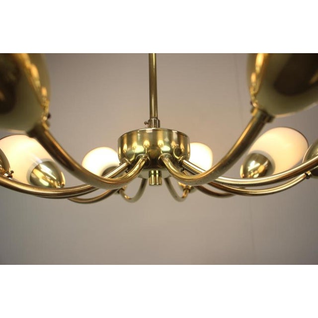 Mid-Century Modern Czechoslovak Brass and Glass 10-Arm Chandelier, 1960s For Sale - Image 14 of 15