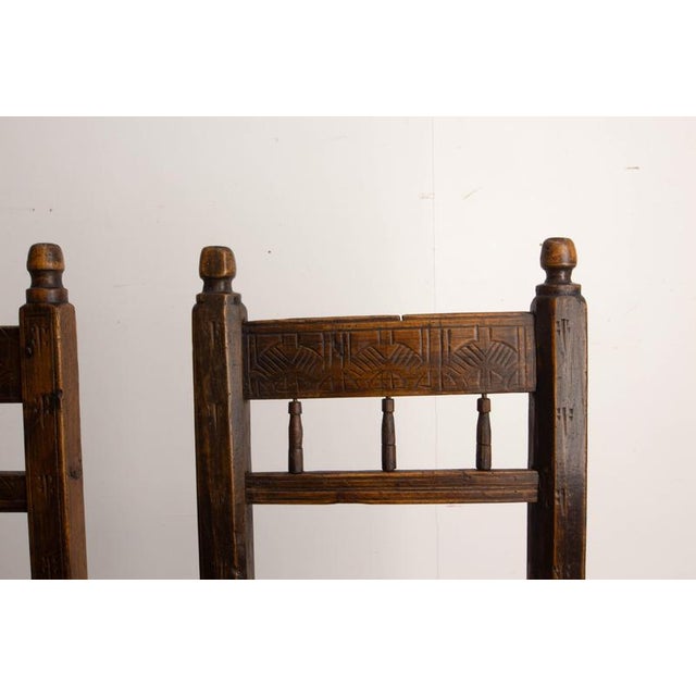 Wood Spanish Side Chairs in Pine, 1800s, Set of 2 For Sale - Image 7 of 11