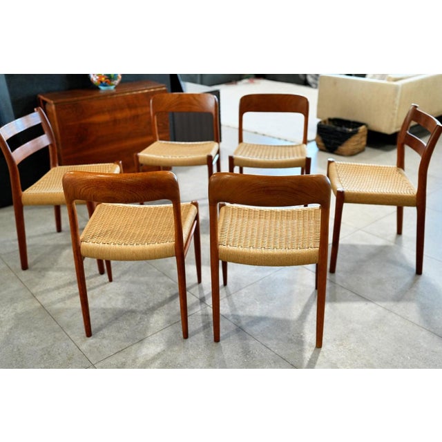 Brown 1960s MCM Dining Chairs by Niels Otto Møller for j.l. Møllers Møbelfabrik — Set of 6 (4 Model 75 & 2 Model 84) For Sale - Image 8 of 17