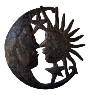 Vintage Brutalist Metal Wall Sculpture, 1950s For Sale