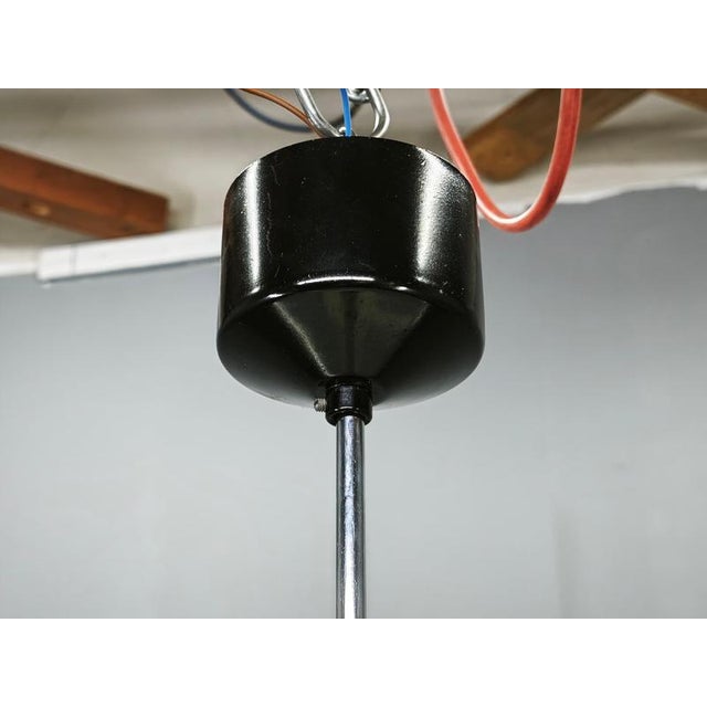Metal Modernist Black Glass Pendant Light from Napako, Czechoslovakia, 1960s For Sale - Image 7 of 16