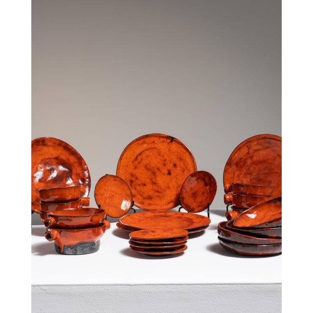 1970s Germany Burnt Orange Ceramic Dinnerware Set For Sale - Image 12 of 15