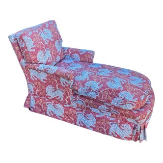 Mid-Century Regency Style Chaise Lounge W/ New Chinoiserie Tiger Upholstery For Sale