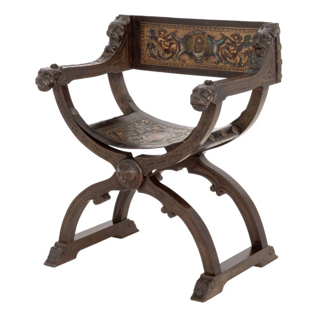 Renaissance Revival Walnut Savonarola Chair For Sale