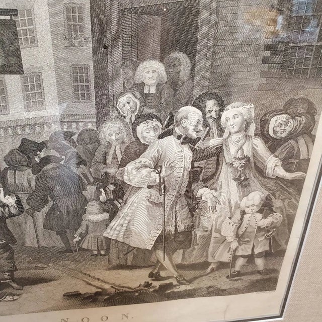 Street Art 18th Century William Hogarth Four Times of Day Engravings - Set of 3 Framed Prints For Sale - Image 3 of 17