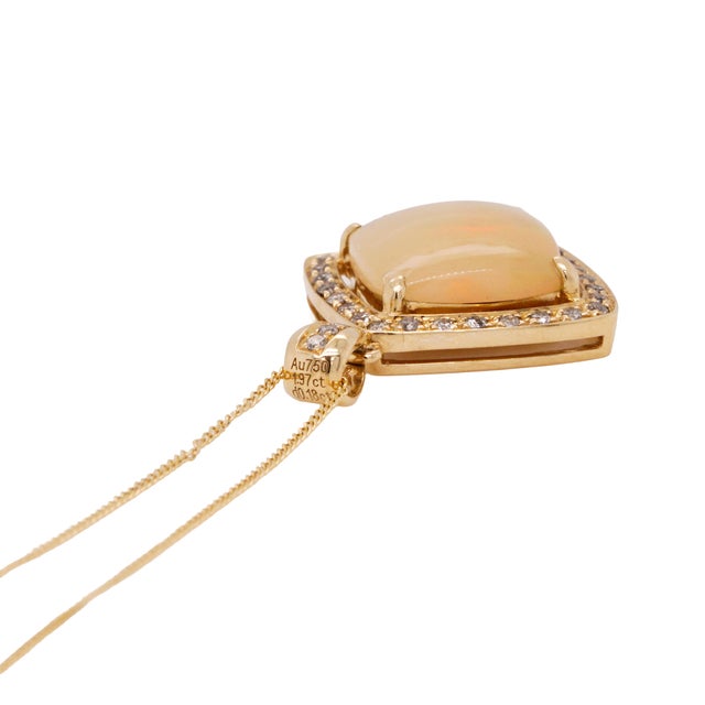 Gold 1.97ct Opal and Diamond Halo 18ct Gold Pendant Necklace - Fei Liu For Sale - Image 8 of 8