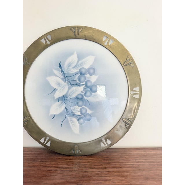 1930s Art Nouveau Brass and Ceramic Dessert Stand, 1930s For Sale - Image 5 of 9