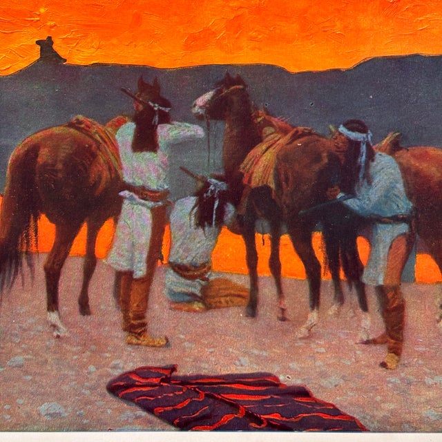 The Shadows at the Water Hole From the Painting by Frederic Remington 1908 Chromolithograph For Sale - Image 11 of 12