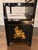 Vintage Black Lacquer Chinoiserie Hall Tree With Mirror and Mohair Upholstered Seat For Sale - Image 10 of 11