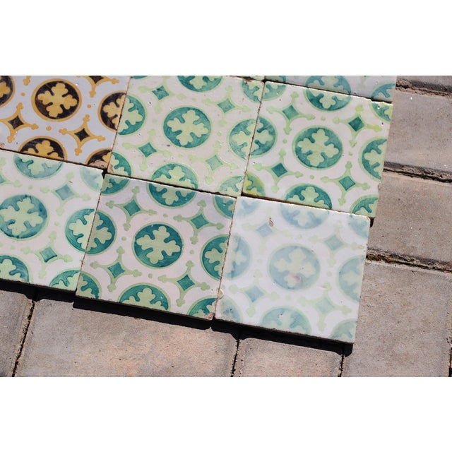 Green Late 19th Century Dark and Light Green Set of Nineteen Tiles, Portuguese For Sale - Image 8 of 16