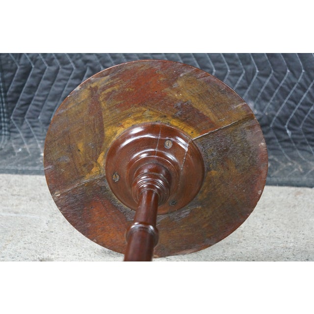 Antique Victorian Mahogany Round Plant Candle Stand Sculpture Pedestal Tripod For Sale - Image 15 of 15