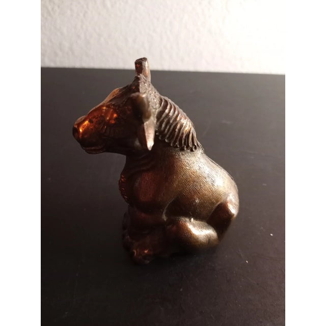 Metal Solid Brass Sitting Bull Figurine For Sale - Image 7 of 8