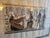 1960s Pair of Mid-Century Modern Framed Egyptian Papyrus Artworks, 20x24 Gold Aluminum Frames For Sale - Image 5 of 10
