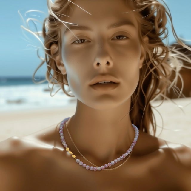 Pink Tourmaline Half-Moon Necklace For Sale - Image 10 of 10