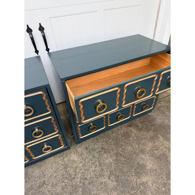 Mid 20th Century Pair of Salamander Lacquered Dorothy Draper Style Espana Chests For Sale - Image 5 of 12