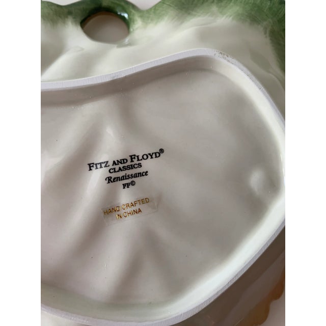 Ceramic Vintage Fitz & Floyd Apple Pear Salt and Pepper Shakers With Leaf Serving Dish Set- 3 Pieces For Sale - Image 7 of 11