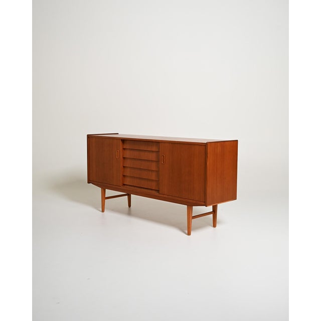 Scandinavian Teak Sideboard with Tiled Drawers, 1960s For Sale - Image 4 of 11