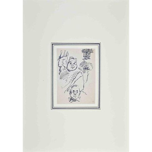 China ink drawing on paper. Not signed. Very good condition. This piece is attributed to the mentioned designer/maker. It...