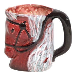 Rare, Signed Vintage Frank Engle (1916-2002) Ceramic Horse Mug For Sale