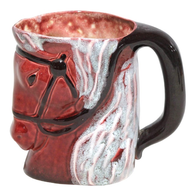 Rare, Signed Vintage Frank Engle (1916-2002) Ceramic Horse Mug For Sale